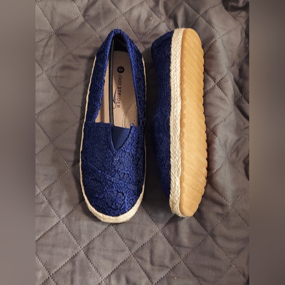 Navy Lace Kids Espadrilles